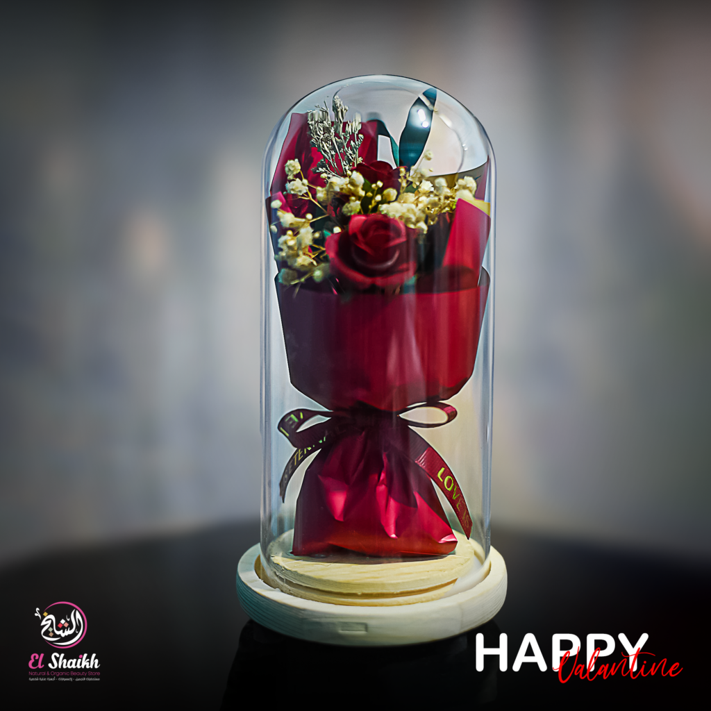 بلورة زجاجية مضيئة - بوكيه ورد