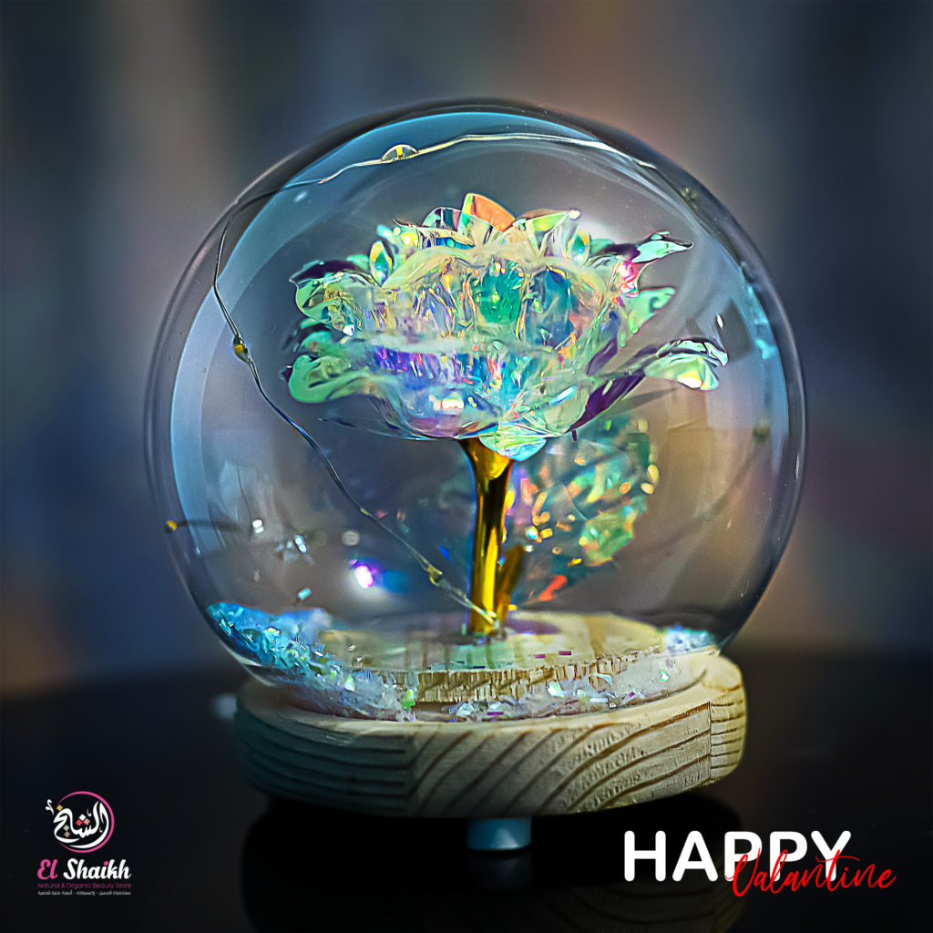 بلورة زجاجية مضيئة - وردة كرستال